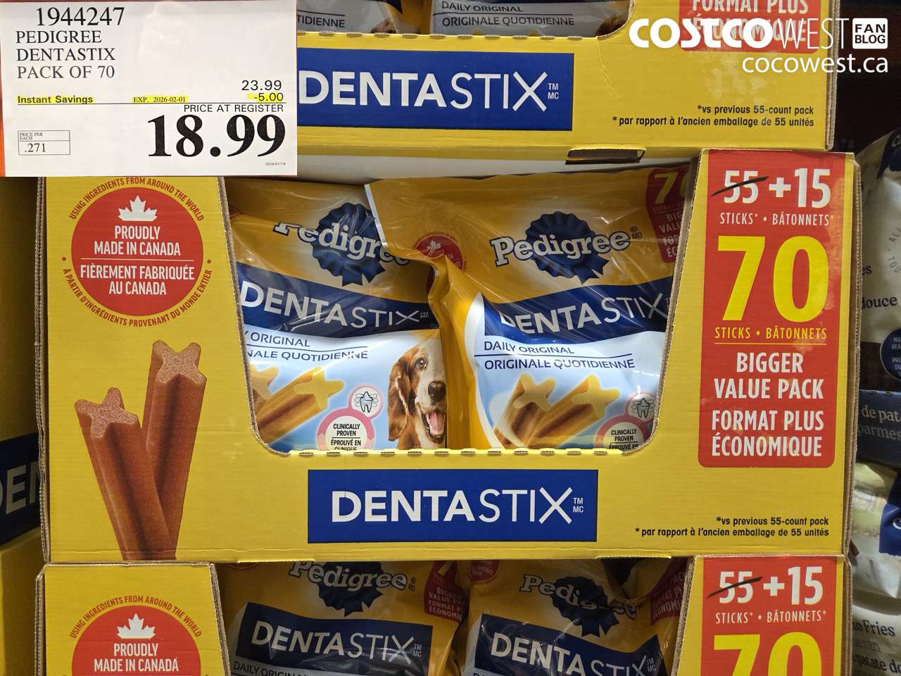 1944247 PEDIGREE DENTASTIX PACK OF 70 ($5.00 INSTANT SAVINGS EXPIRES ON 2026-02-01) $18.99