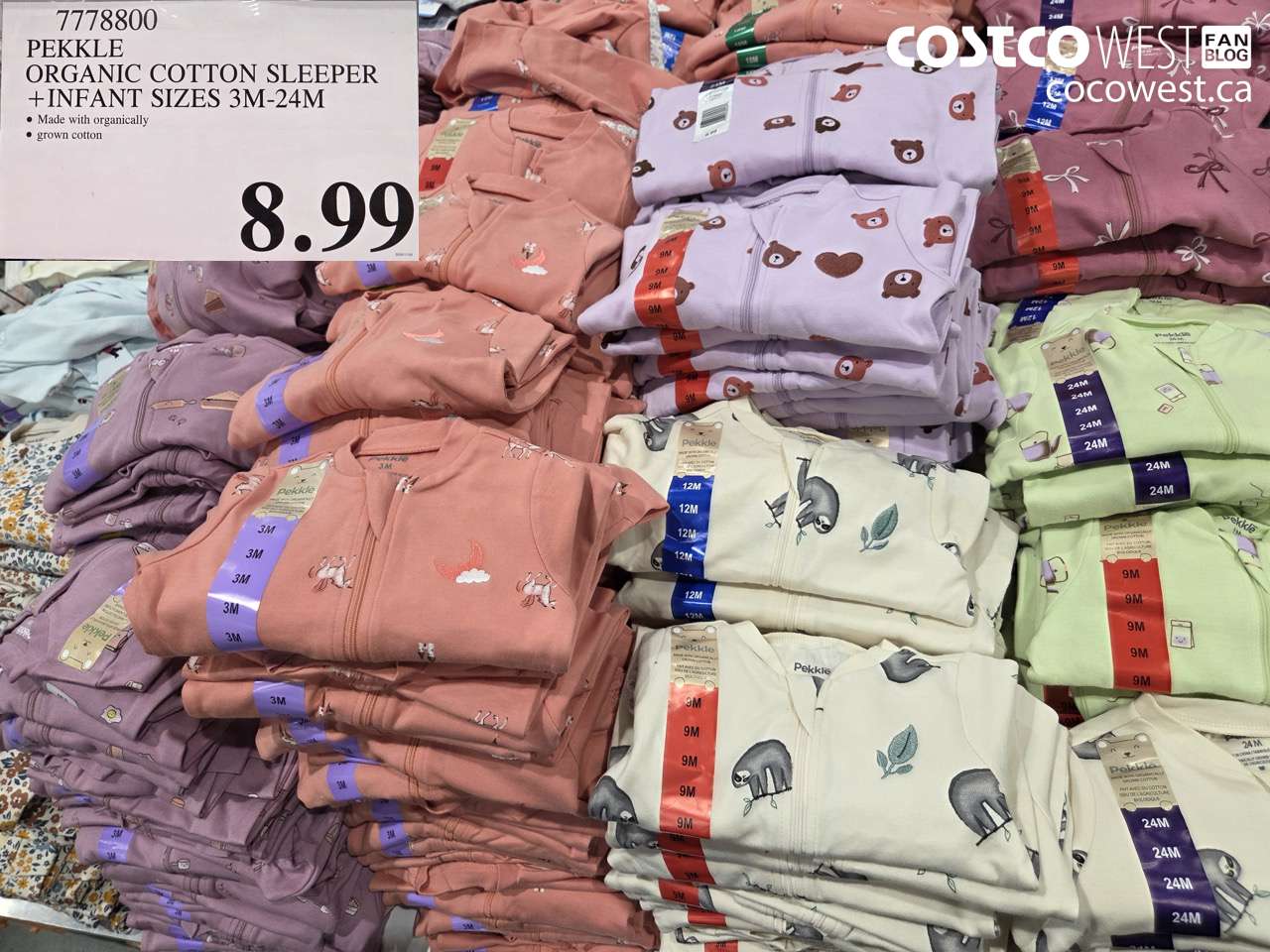 7778800 PEKKLE ORGANIC COTTON SLEEPER INFANT SIZES 3M-24M $8.99