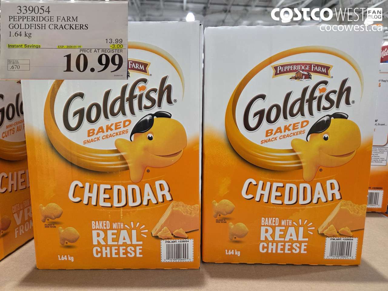 339054 PEPPERIDGE FARM GOLDFISH CRACKERS 1.64 kg ($3.00 INSTANT SAVINGS EXPIRES ON 2026-01-18) $10.99