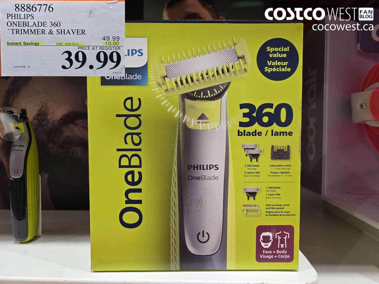 8886776 PHILIPS ONEBLADE 360 TRIMMER & SHAVER ($10.00 INSTANT SAVINGS EXPIRES ON 2026-02-01) $39.99