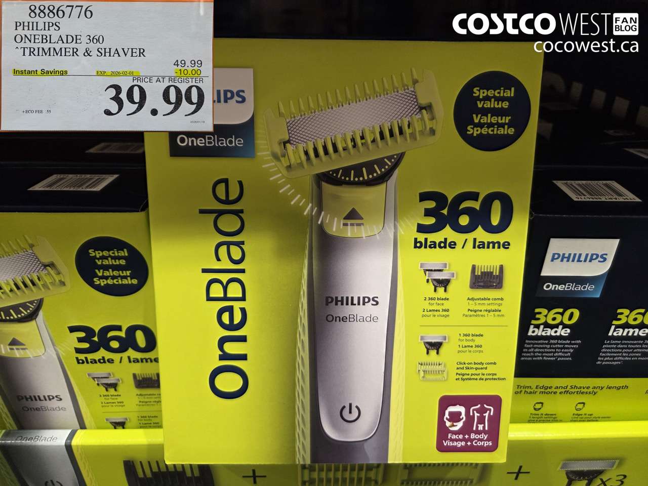 8886776 PHILIPS ONEBLADE 360 TRIMMER & SHAVER ($10.00 INSTANT SAVINGS EXPIRES ON 2026-02-01) $39.99
