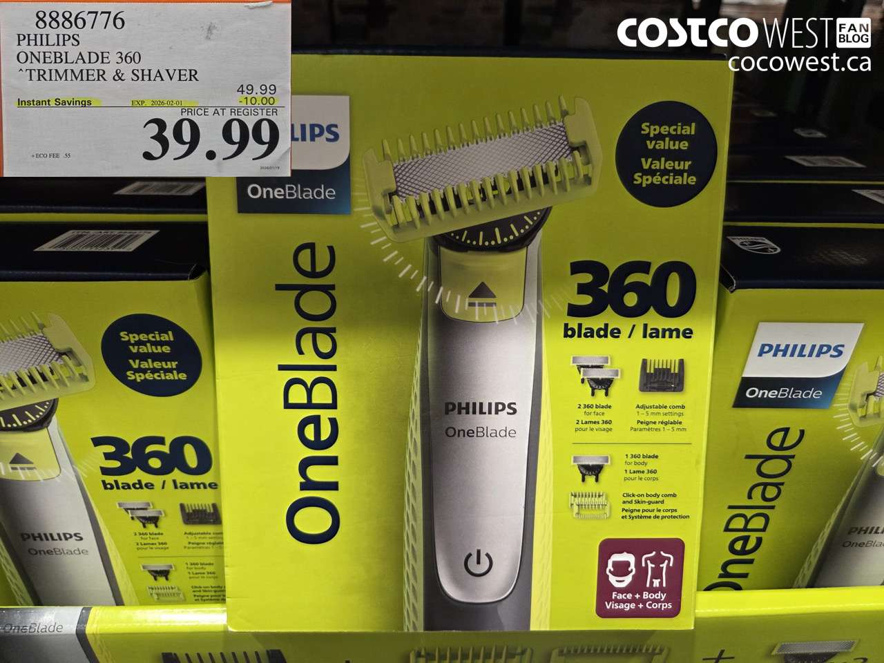 8886776 PHILIPS ONEBLADE 360 TRIMMER & SHAVER ($10.00 INSTANT SAVINGS EXPIRES ON 2026-02-01) $39.99
