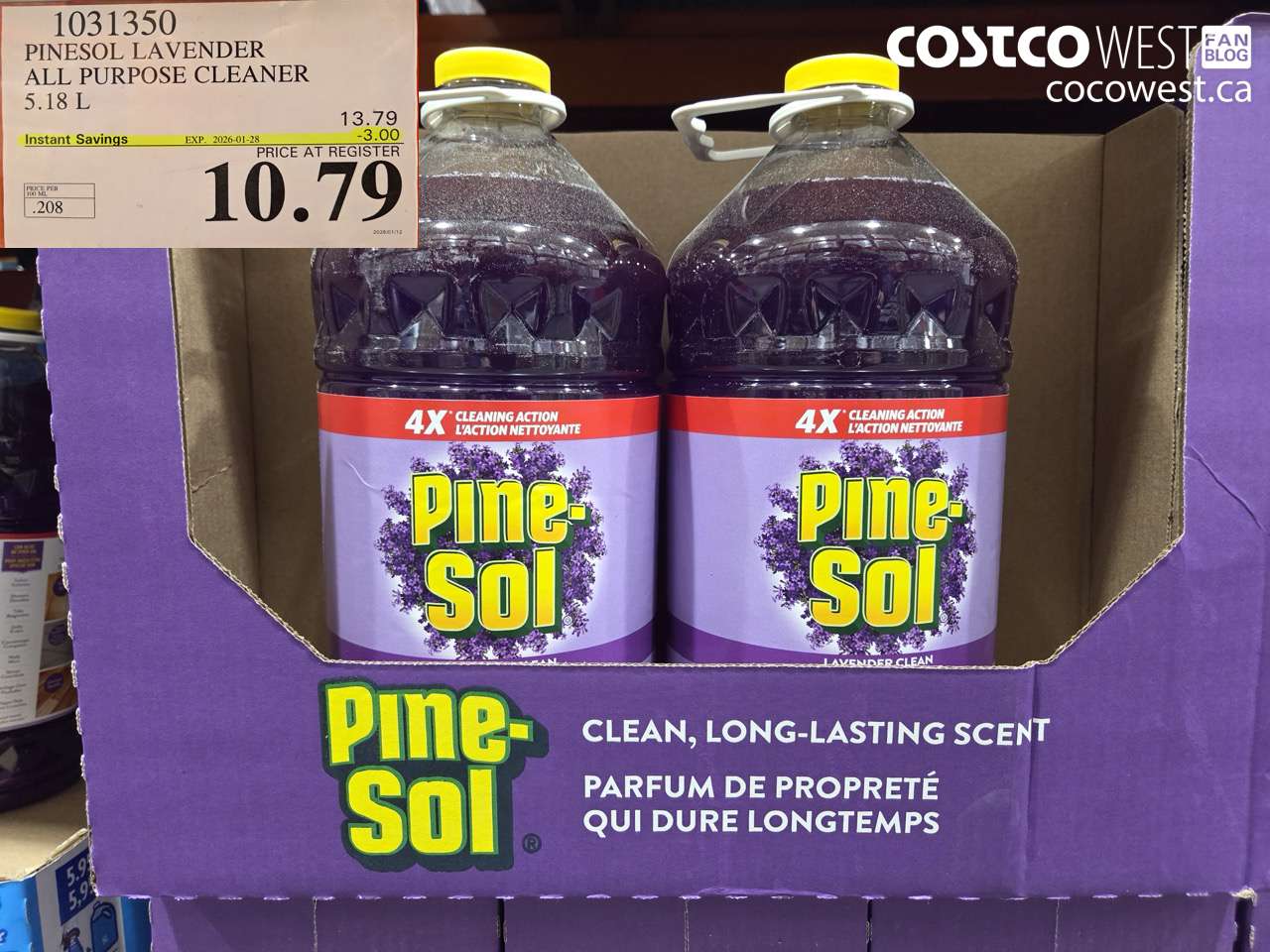 1031350 PINESOL LAVENDER ALL PURPOSE CLEANER 5.18 L ($3.00 INSTANT SAVINGS EXPIRES ON 2026-01-28) $10.79