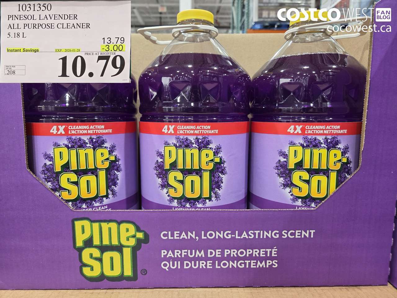 1031350 PINESOL LAVENDER ALL PURPOSE CLEANER 5.18 L ($3.00 INSTANT SAVINGS EXPIRES ON 2026-01-28) $10.79