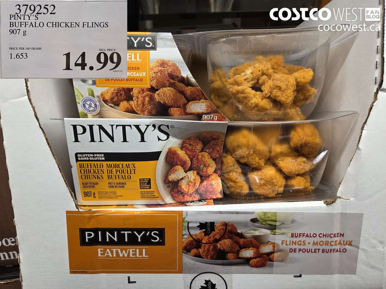 379252 PINTY'S BUFFALO CHICKEN FLINGS 907 g $14.99