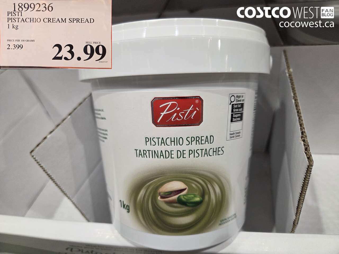 1899236 PISTI PISTACHIO CREAM SPREAD 1KG $23.99
