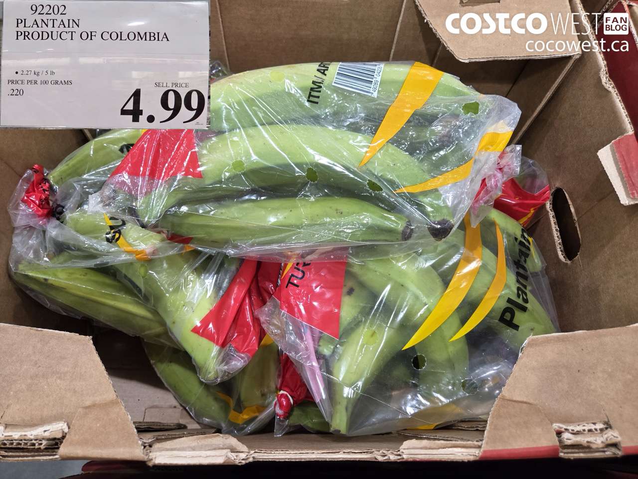 92202 PLANTAIN PRODUCT OF COLOMBIA $4.99