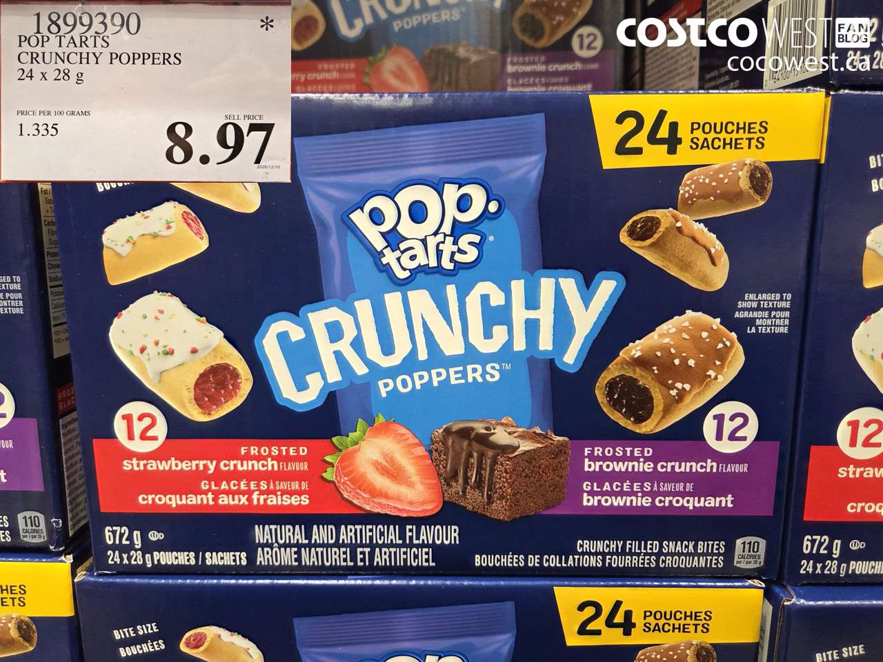 1899390 POP TARTS CRUNCHY POPPERS 24 X 28G $8.97