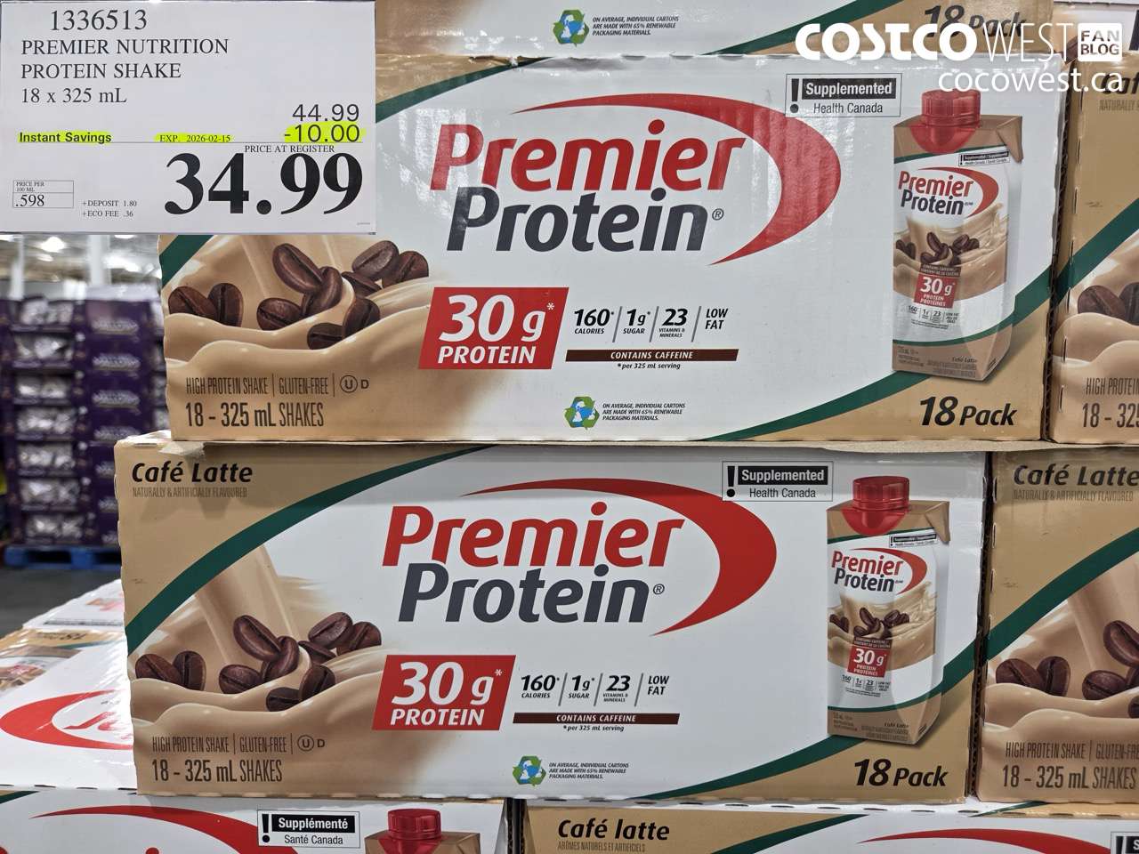 1336513 PREMIER NUTRITION PROTEIN SHAKE 18 x 325 mL ($10.00 INSTANT SAVINGS EXPIRES ON 2026-02-15) $34.99