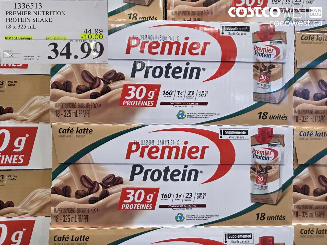 1336513 PREMIER NUTRITION PROTEIN SHAKE 18 x 325 mL ($10.00 INSTANT SAVINGS EXPIRES ON 2026-02-15) $34.99
