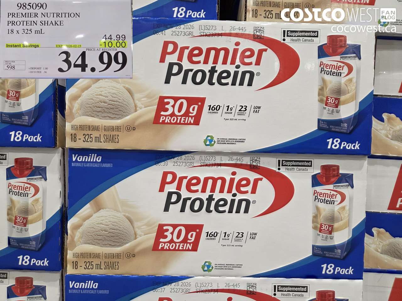 985090 PREMIER NUTRITION PROTEIN SHAKE 18 x 325 mL ($10.00 INSTANT SAVINGS EXPIRES ON 2026-02-15) $34.99