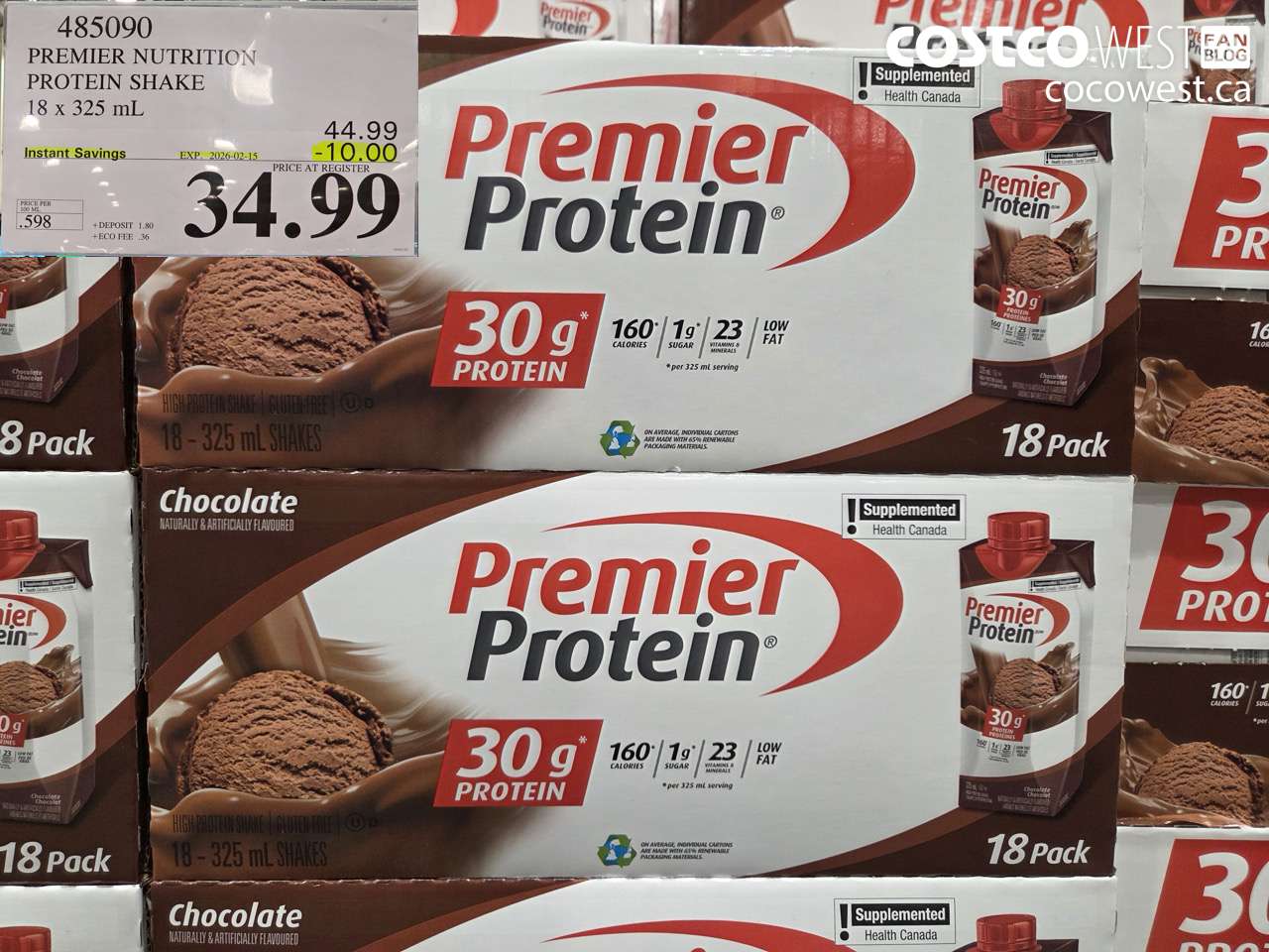 485090 PREMIER NUTRITION PROTEIN SHAKE 18 x 325 mL ($10.00 INSTANT SAVINGS EXPIRES ON 2026-02-15) $34.99