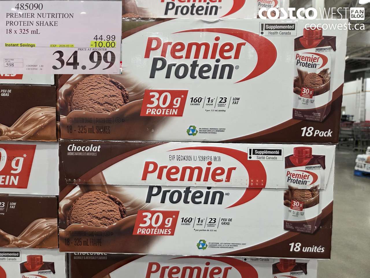 485090 PREMIER NUTRITION PROTEIN SHAKE 18 x 325 mL ($10.00 INSTANT SAVINGS EXPIRES ON 2026-02-15) $34.99