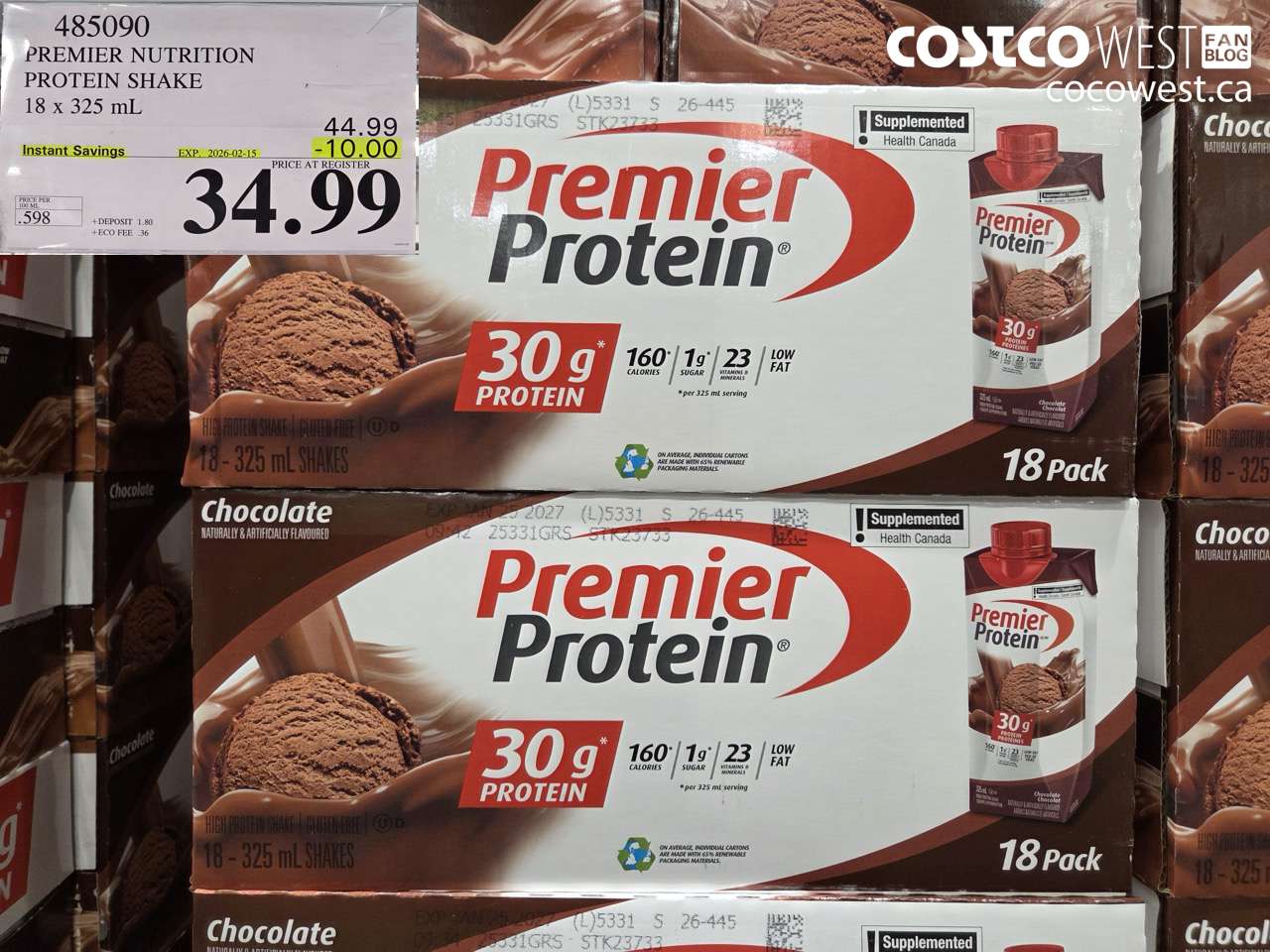 485090 PREMIER NUTRITION PROTEIN SHAKE 18 x 325 mL ($10.00 INSTANT SAVINGS EXPIRES ON 2026-02-15) $34.99