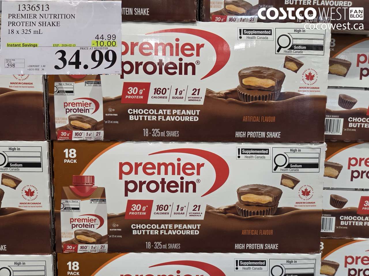 1336513 PREMIER NUTRITION PROTEIN SHAKE 18 x 325 mL ($10.00 INSTANT SAVINGS EXPIRES ON 2026-02-15) $34.99