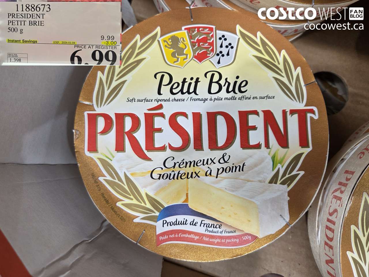 1188673 PRESIDENT PETIT BRIE 500 g ($3.00 INSTANT SAVINGS EXPIRES ON 2026-01-04) $6.99