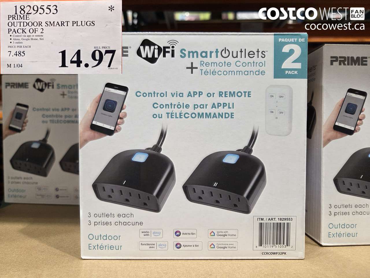 1829553 PRIME OUTDOOR SMART PLUGS PACK OF 2 $14.97