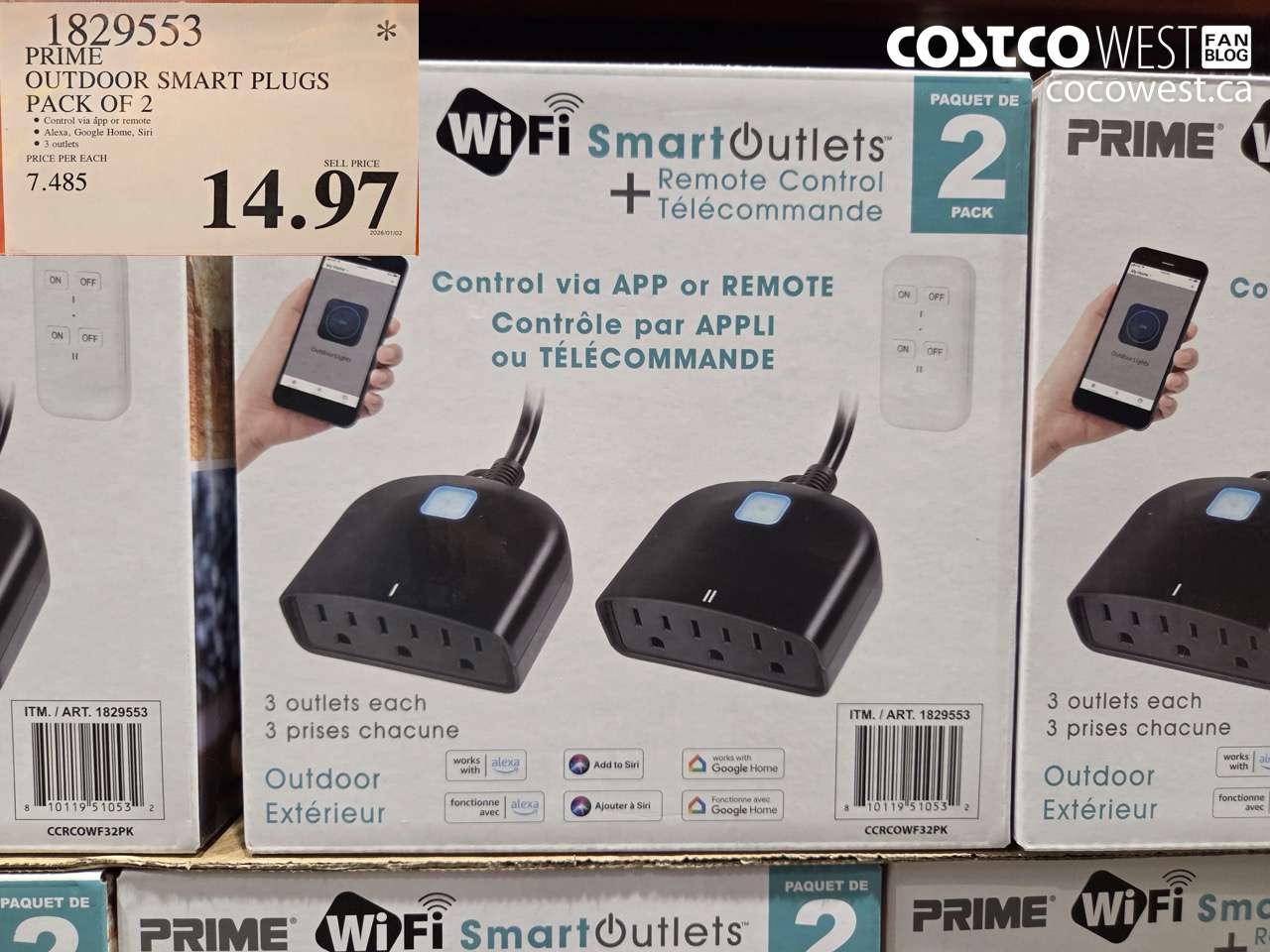1829553 PRIME OUTDOOR SMART PLUGS PACK OF 2 $14.97