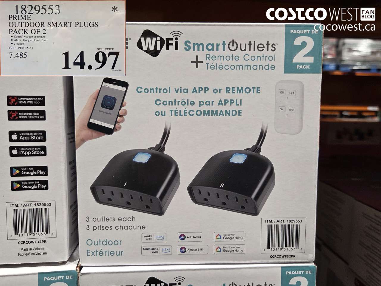 1829553 PRIME OUTDOOR SMART PLUGS PACK OF 2 $14.97