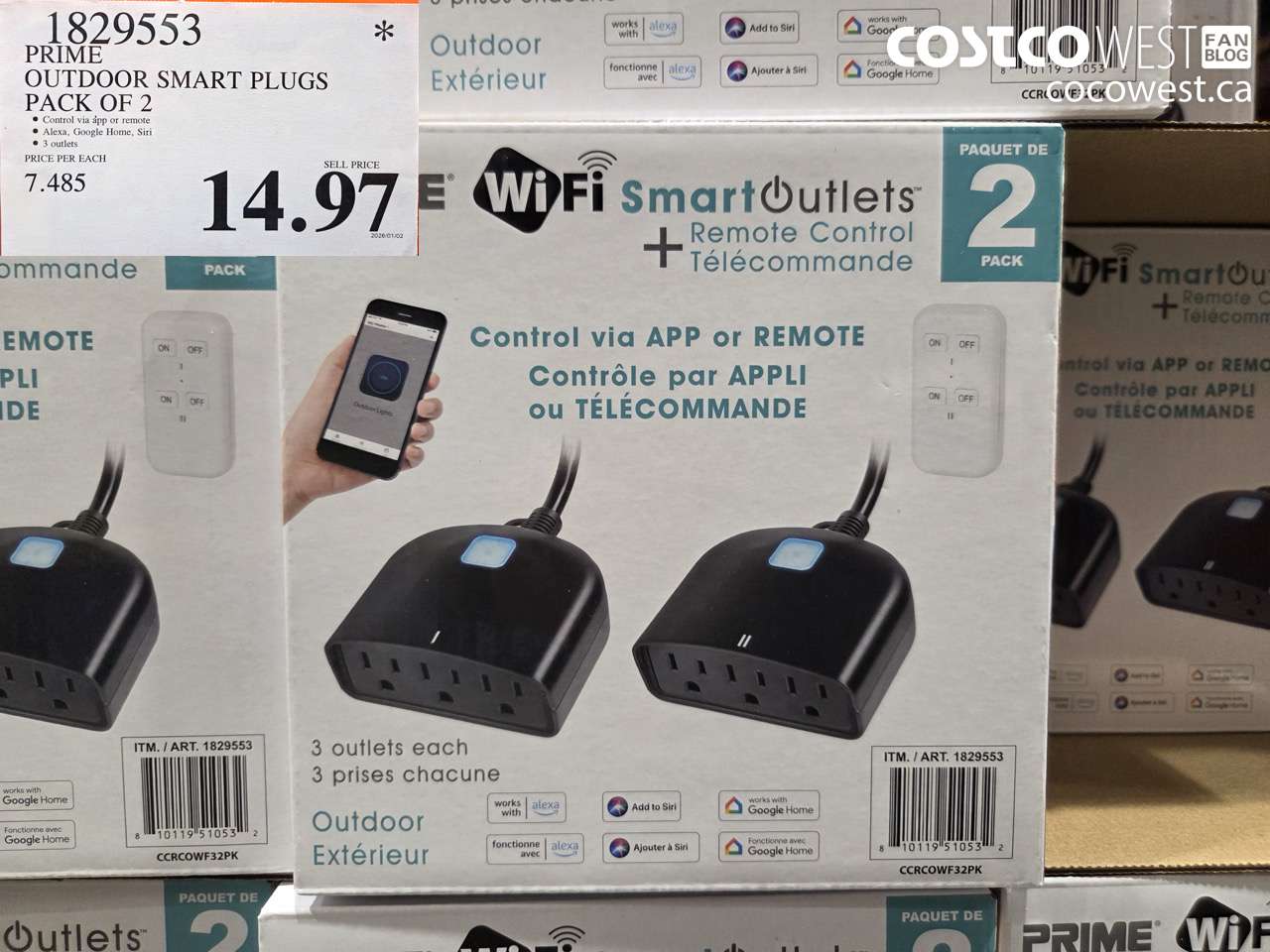 1829553 PRIME OUTDOOR SMART PLUGS PACK OF 2 $14.97