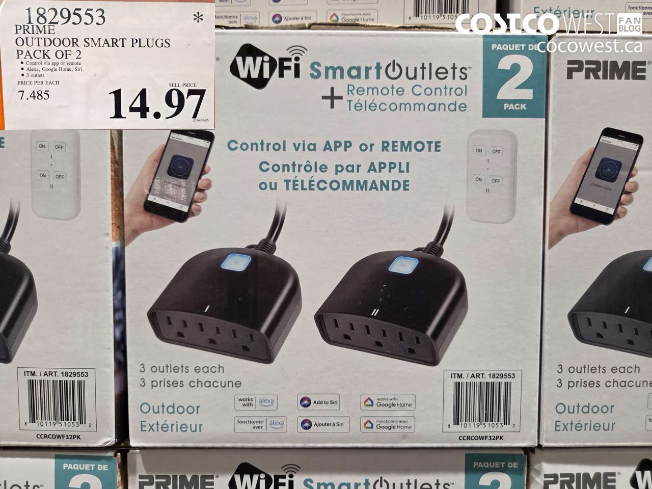 1829553 PRIME OUTDOOR SMART PLUGS PACK OF 2 $14.97