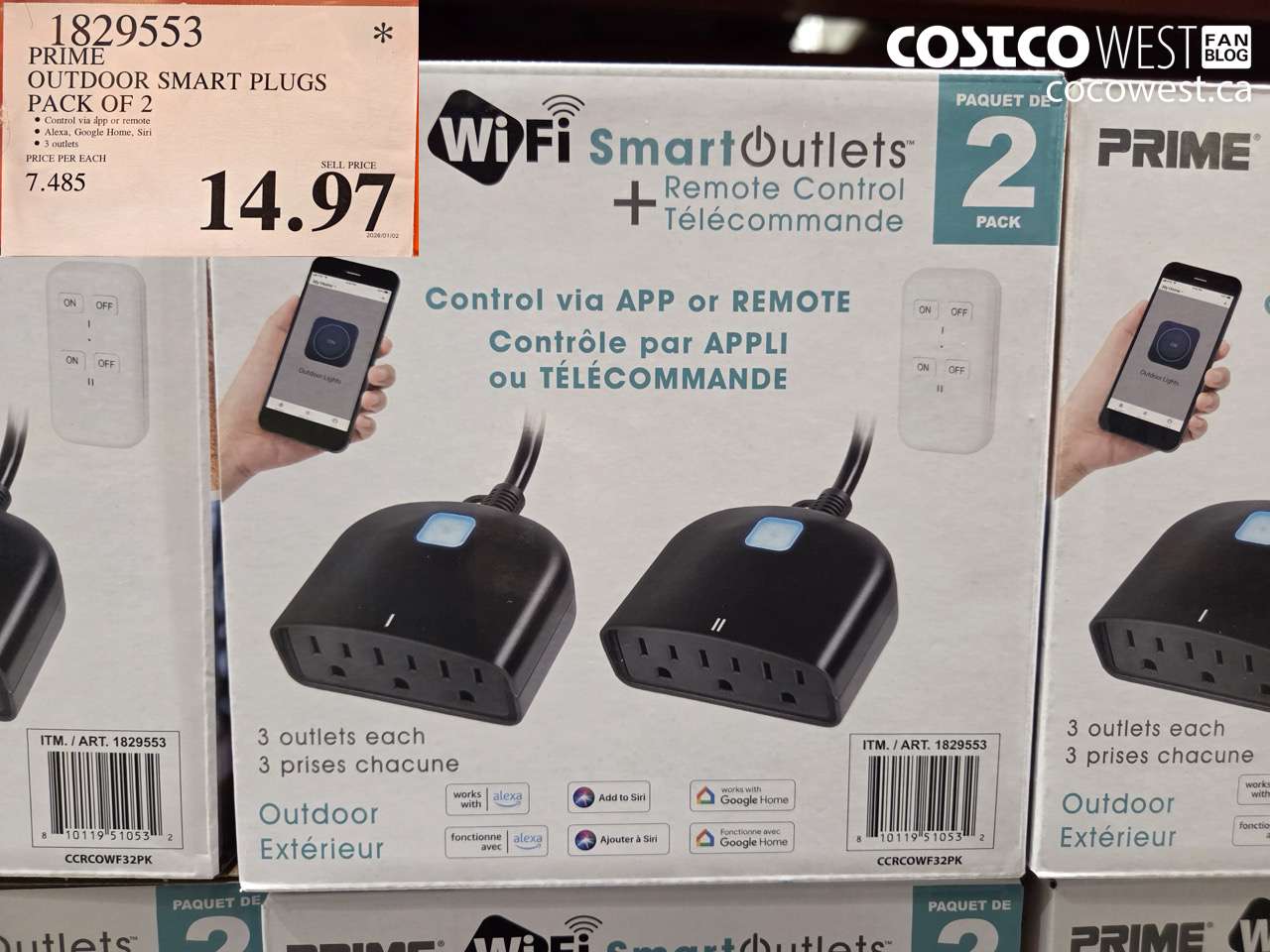 1829553 PRIME OUTDOOR SMART PLUGS PACK OF 2 $14.97