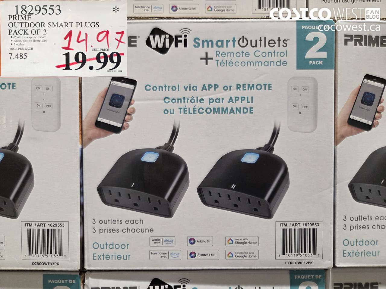 1829553 PRIME OUTDOOR SMART PLUGS PACK OF 2 $14.97