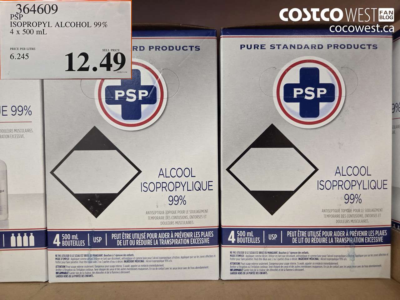 364609 PSP ISOPROPYL ALCOHOL 99% 4 X 500 ml $12.49
