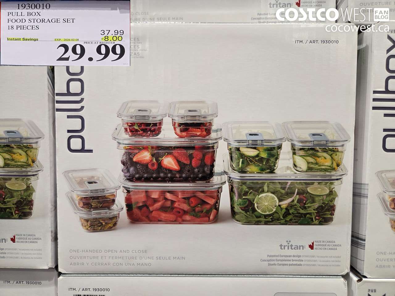 1930010 PULL BOX FOOD STORAGE SET 18 PIECES ($8.00 INSTANT SAVINGS EXPIRES ON 2026-02-08) $29.99