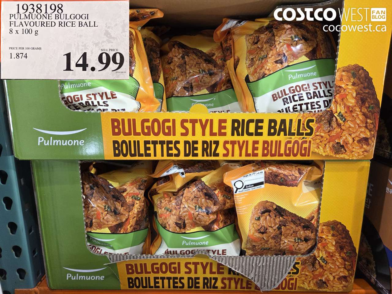 1938198 PULMUONE BULGOGI FLAVOURED RICE BALL 8 X 100G $14.99