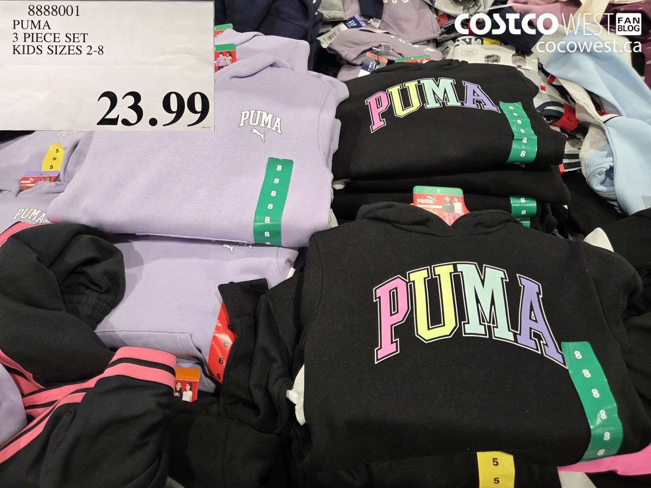 8888001 PUMA 3PC SET KIDS SIZES 2-8 $23.99