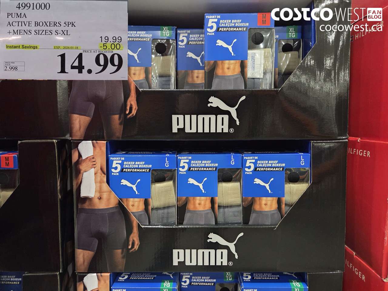 4991000 PUMA ACTIVE BOXERS 5PK MENS SIZES S-XL ($5.00 INSTANT SAVINGS EXPIRES ON 2026-01-18) $14.99