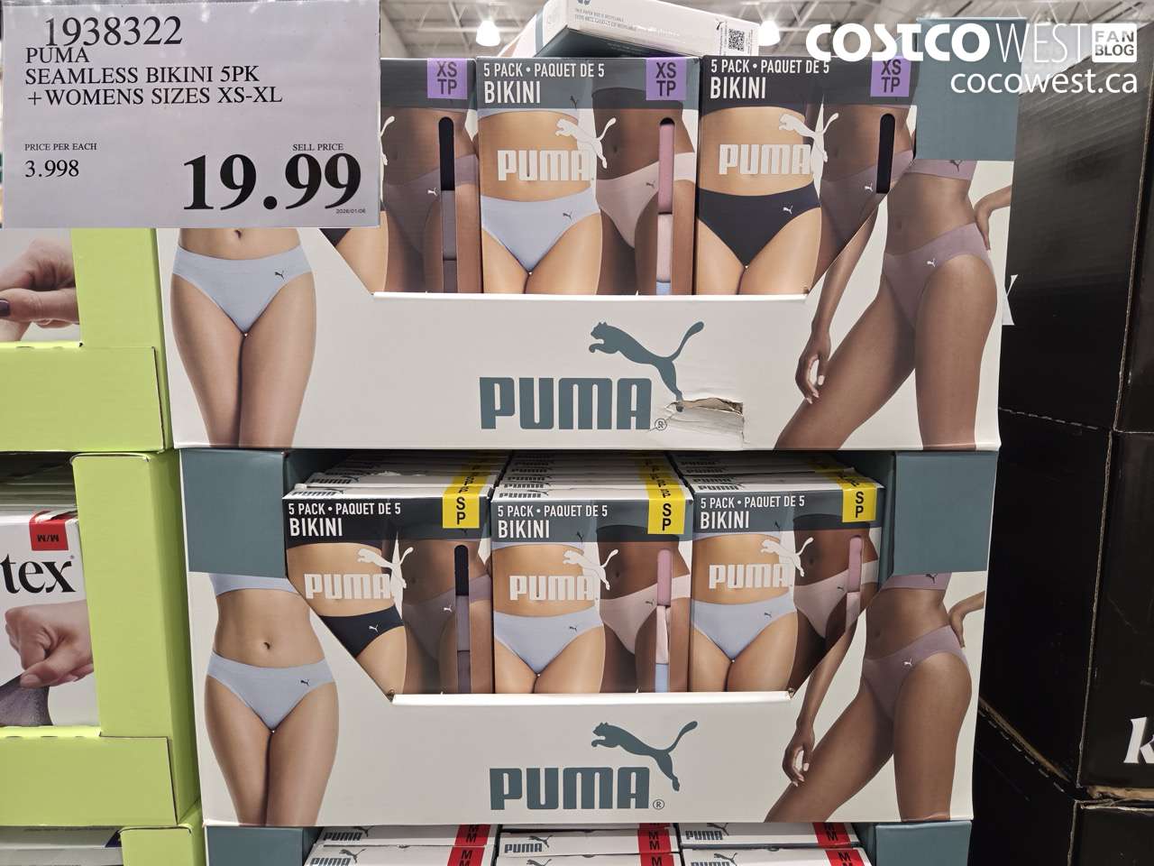1938322 PUMA SEAMLESS BIKINI 5PK WOMENS SIZES XS-XL $19.99