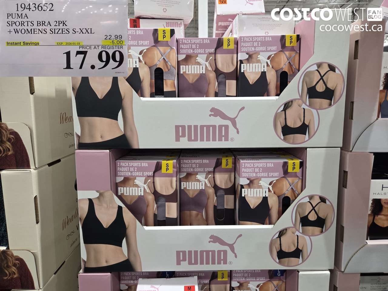 1943652 PUMA SPORTS BRA 2PK WOMENS SIZES S-XXL ($5.00 INSTANT SAVINGS EXPIRES ON 2026-01-18) $17.99
