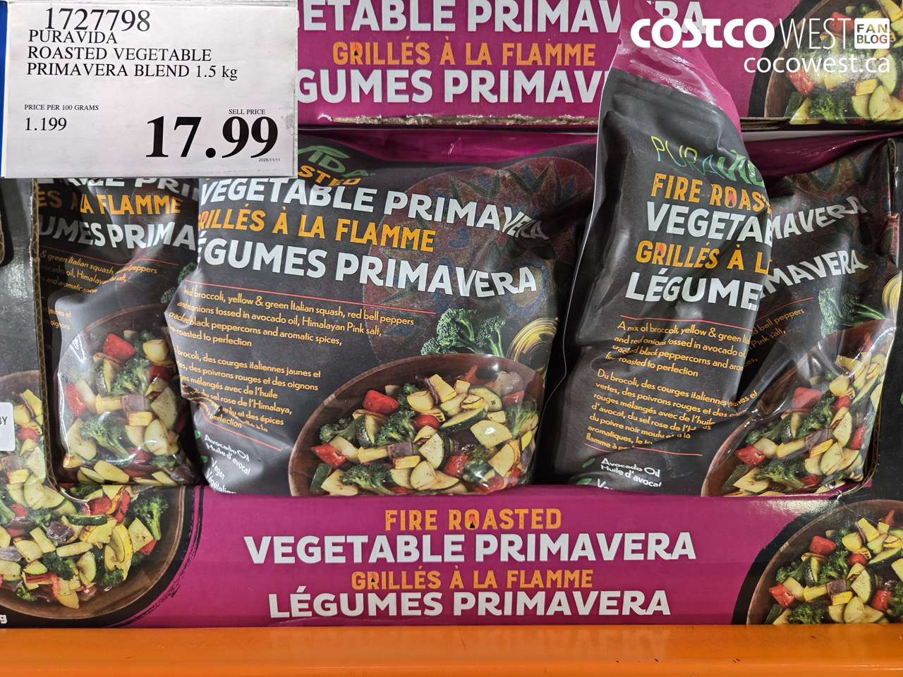 1727798 PURAVIDA ROASTED VEGETABLE PRIMAVERA BLEND 1.5KG $17.99