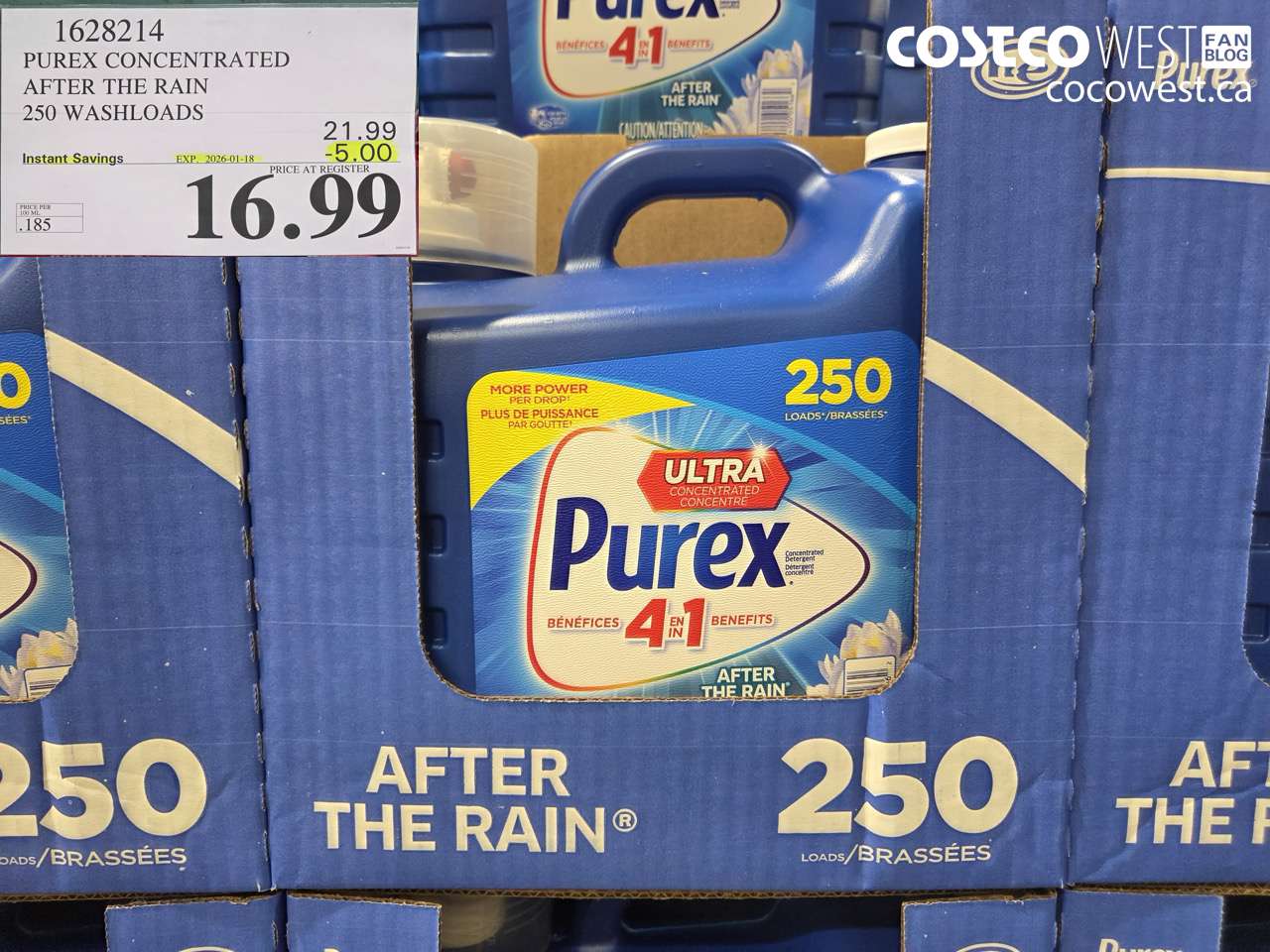 1628214 PUREX CONCENTRATED AFTER THE RAIN 250 WASHLOADS ($5.00 INSTANT SAVINGS EXPIRES ON 2026-01-18) $16.99