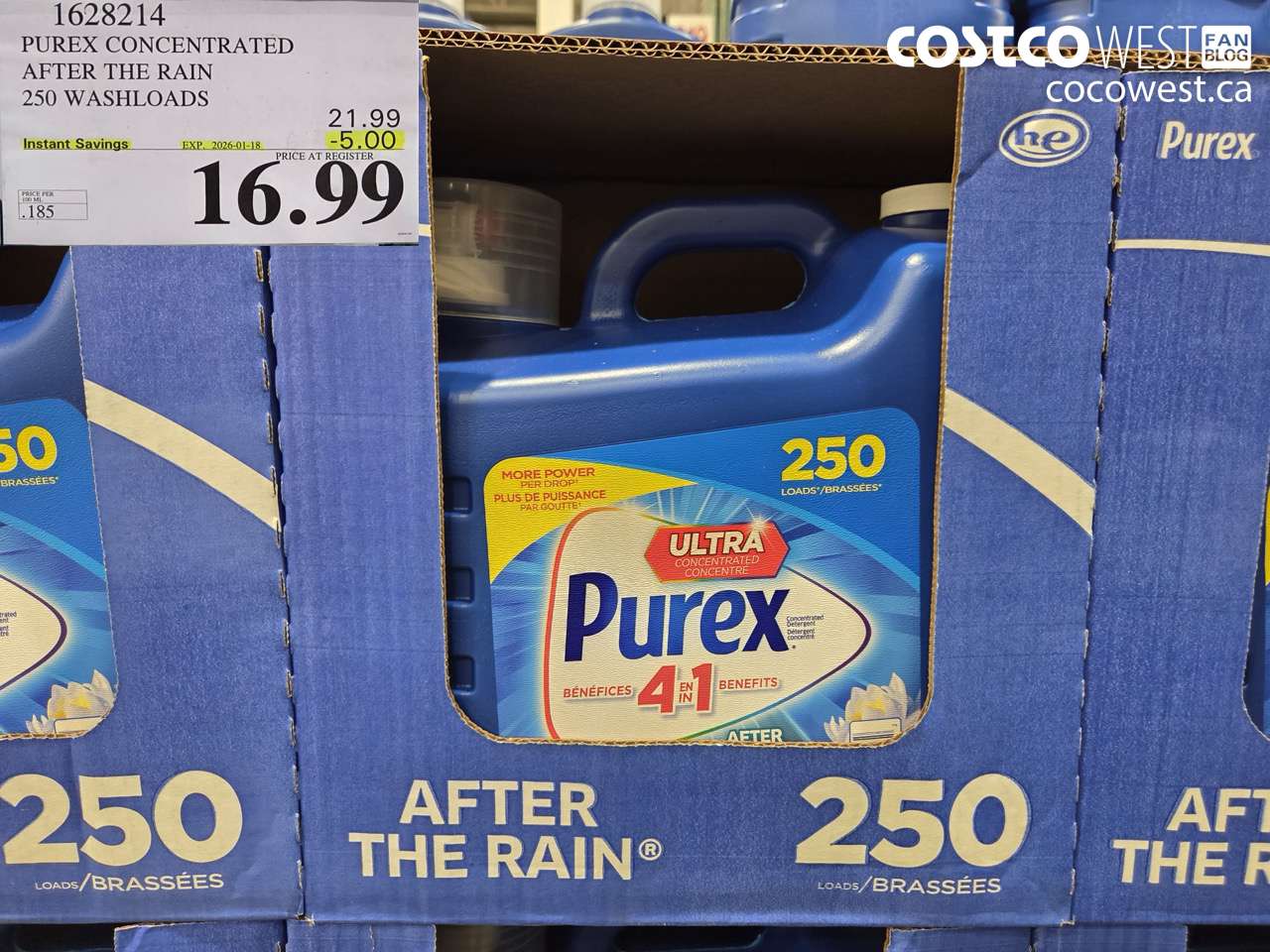 1628214 PUREX CONCENTRATED AFTER THE RAIN 250 WASHLOADS ($5.00 INSTANT SAVINGS EXPIRES ON 2026-01-18) $16.99