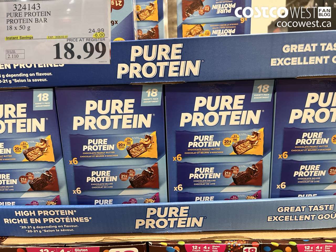 324143 PURE PROTEIN VARIETY PACK 18 X 50G ($6.00 INSTANT SAVINGS EXPIRES ON 2026-02-15) $18.99