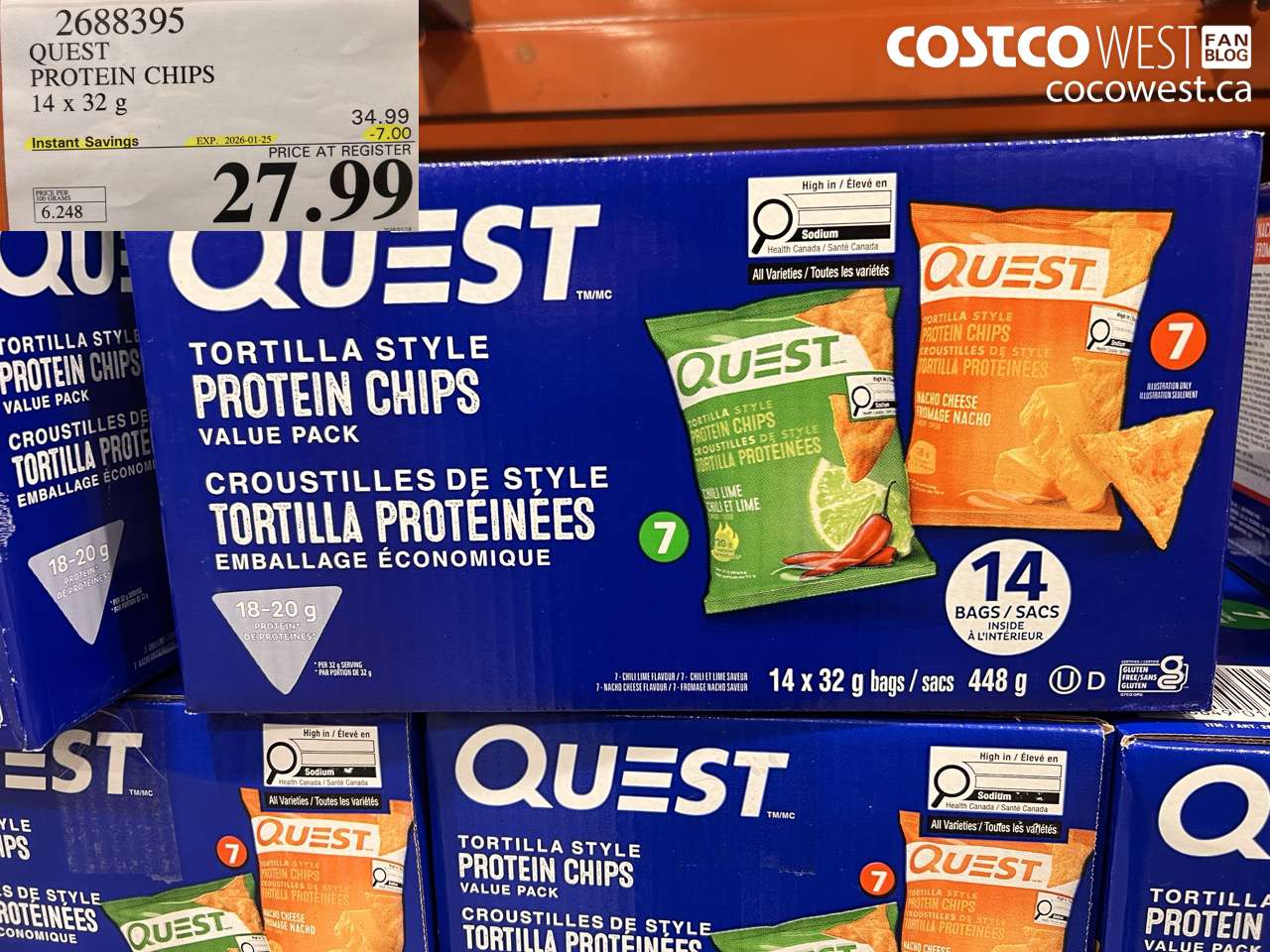 2688395 QUEST PROTEIN CHIPS 12 x 32 g ($7.00 INSTANT SAVINGS EXPIRES ON 2026-01-25) $27.99