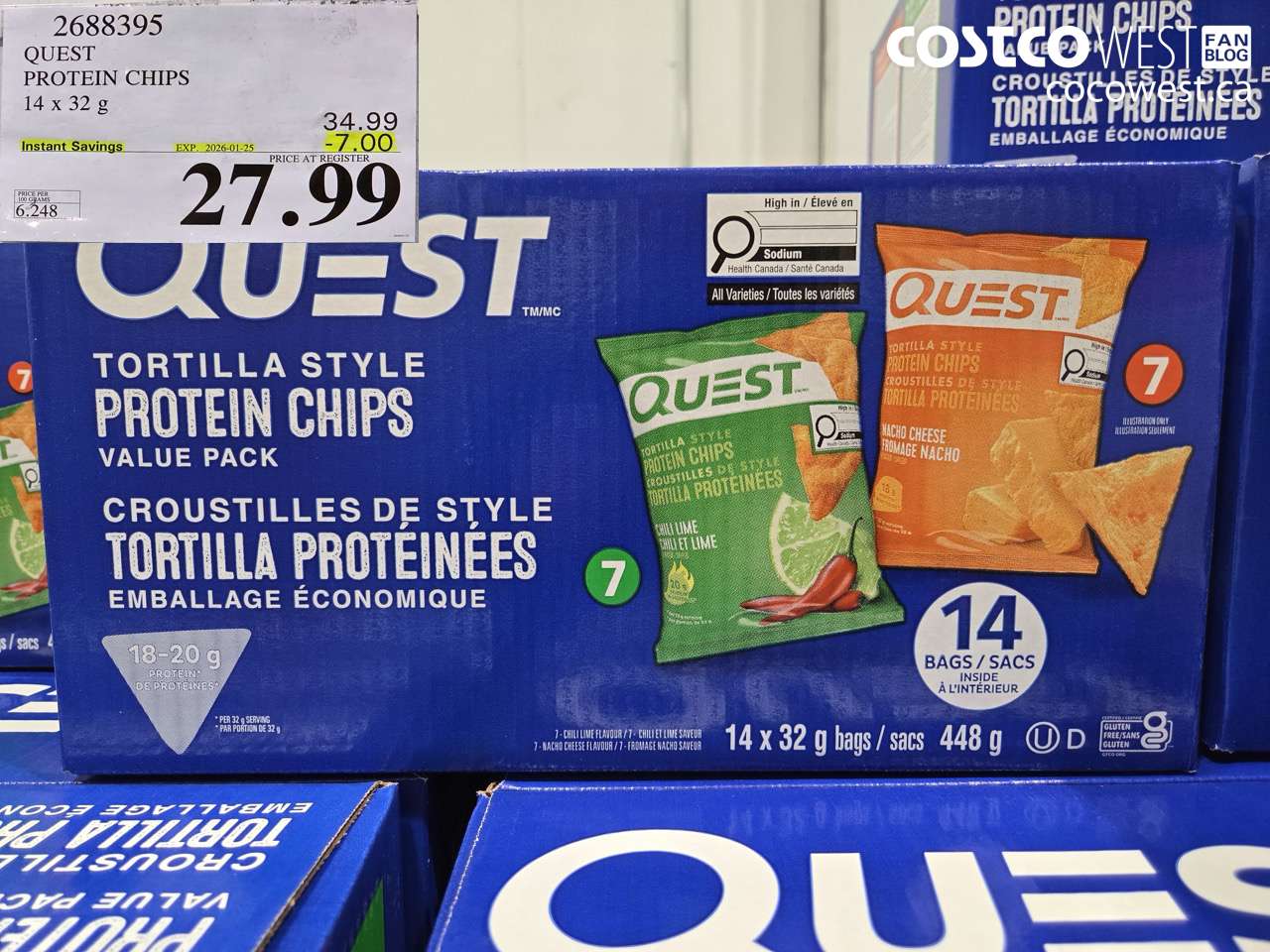 2688395 QUEST PROTEIN CHIPS 12 x 32 g ($7.00 INSTANT SAVINGS EXPIRES ON 2026-01-25) $27.99