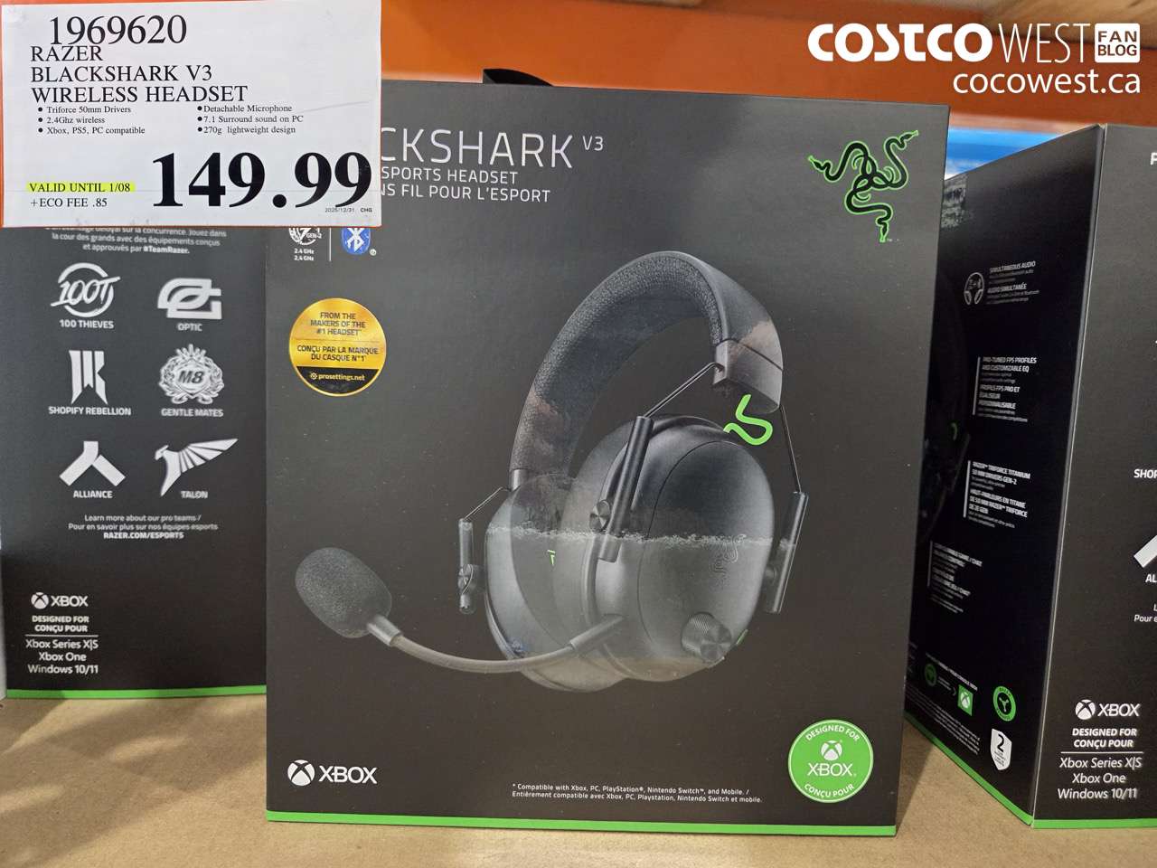 1969620 RAZER BLACKSHARK V3 WIRELESS HEADSET (EXPIRES ON 2026-01-08) $149.99