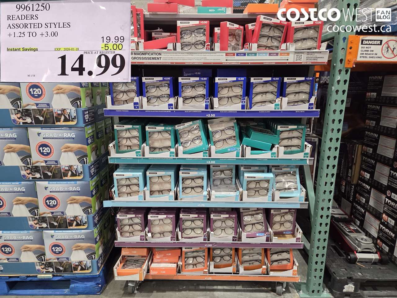 9961250 READERS ASSORTED STYLES +1.25 TO +3.00 ($5.00 INSTANT SAVINGS EXPIRES ON 2026-01-18) $14.99