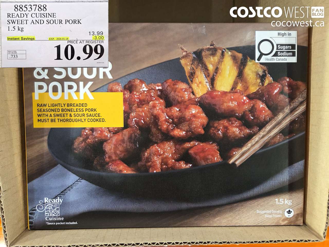 8853788 READY CUISINE SWEET AND SOUR PORK 1.5 kg  ($3.00 INSTANT SAVINGS EXPIRES ON 2026-01-18) $10.99