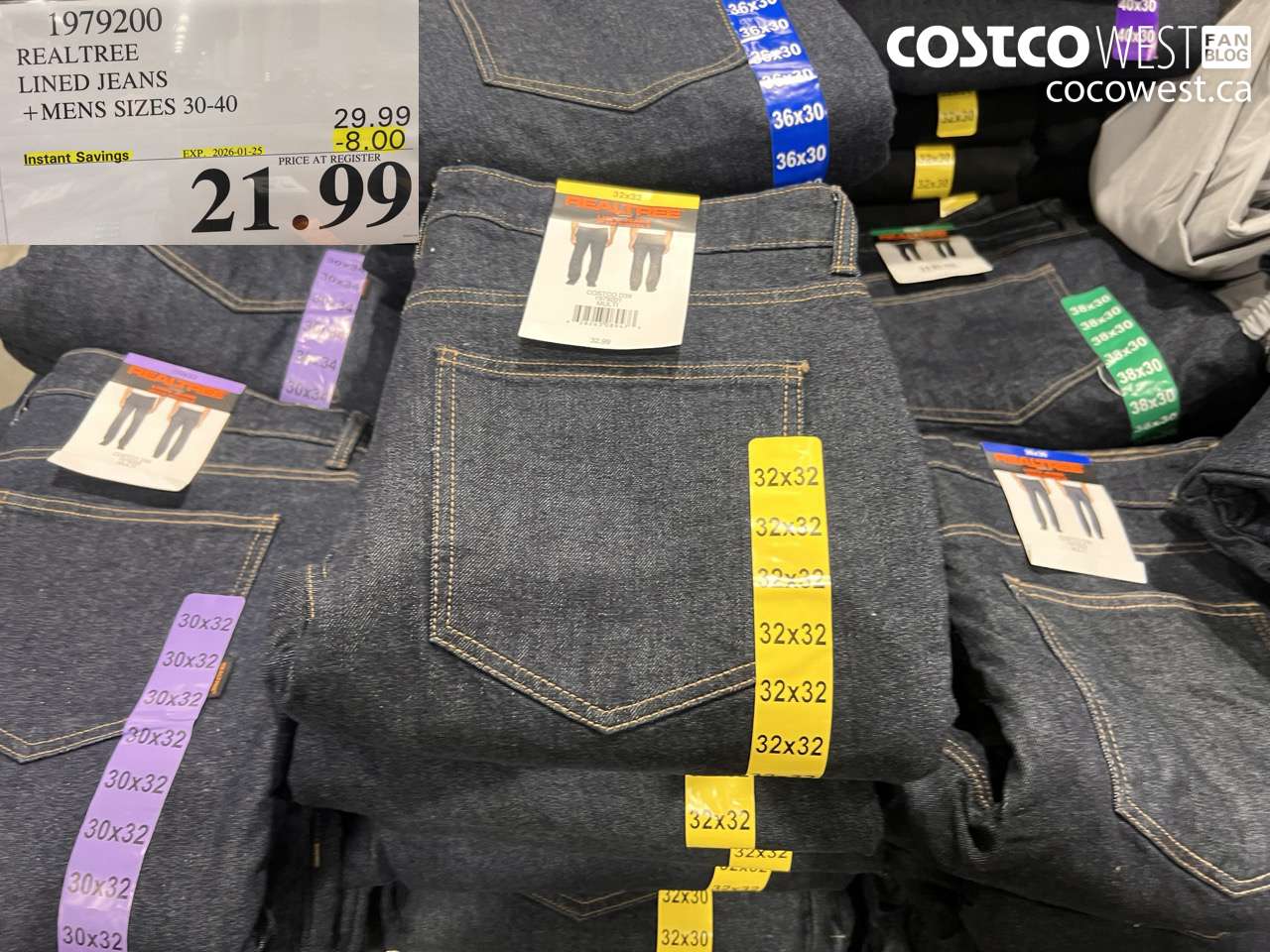 1979200 REALTREE LINED JEANS MENS SIZES 30-40 ($8.00 INSTANT SAVINGS EXPIRES ON 2026-01-25) $21.99