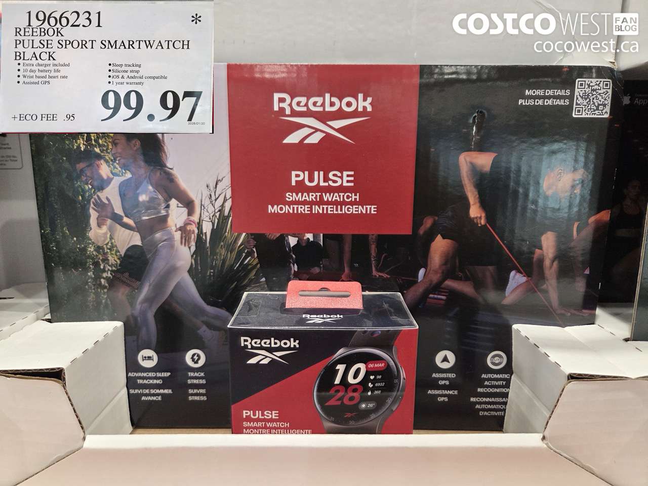 1966231 REEBOK PULSE SPORT SMARTWATCH BLACK $99.97