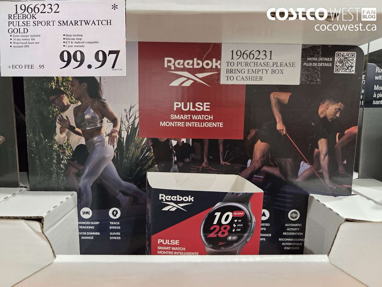 1966232 REEBOK PULSE SPORT SMARTWATCH GOLD $99.97