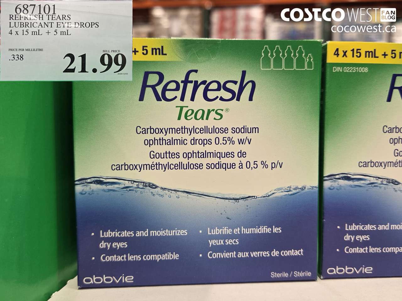 687101 REFRESH TEARS LUBRICANT EYE DROPS 4X15ml PLUS 5ml $21.99