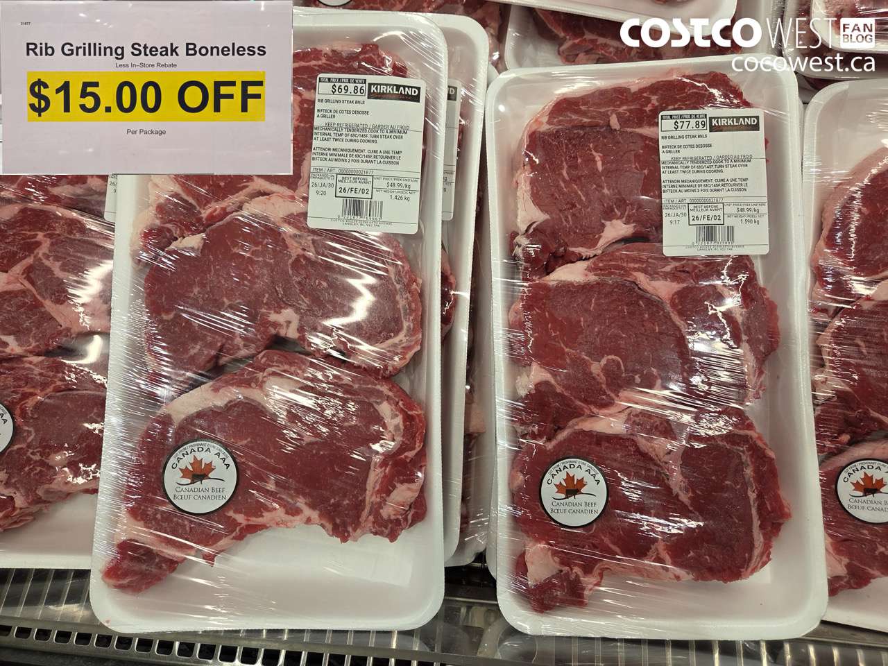 21877 RIB GRILLING STEAK BONELESS ($15.00 INSTANT SAVINGS)