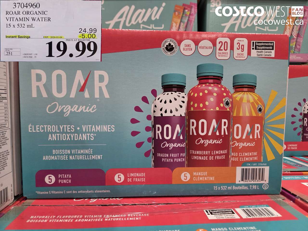 3704960 ROAR ORGANIC VITAMIN WATER 15 X 532ML ($5.00 INSTANT SAVINGS EXPIRES ON 2026-01-04) $19.99