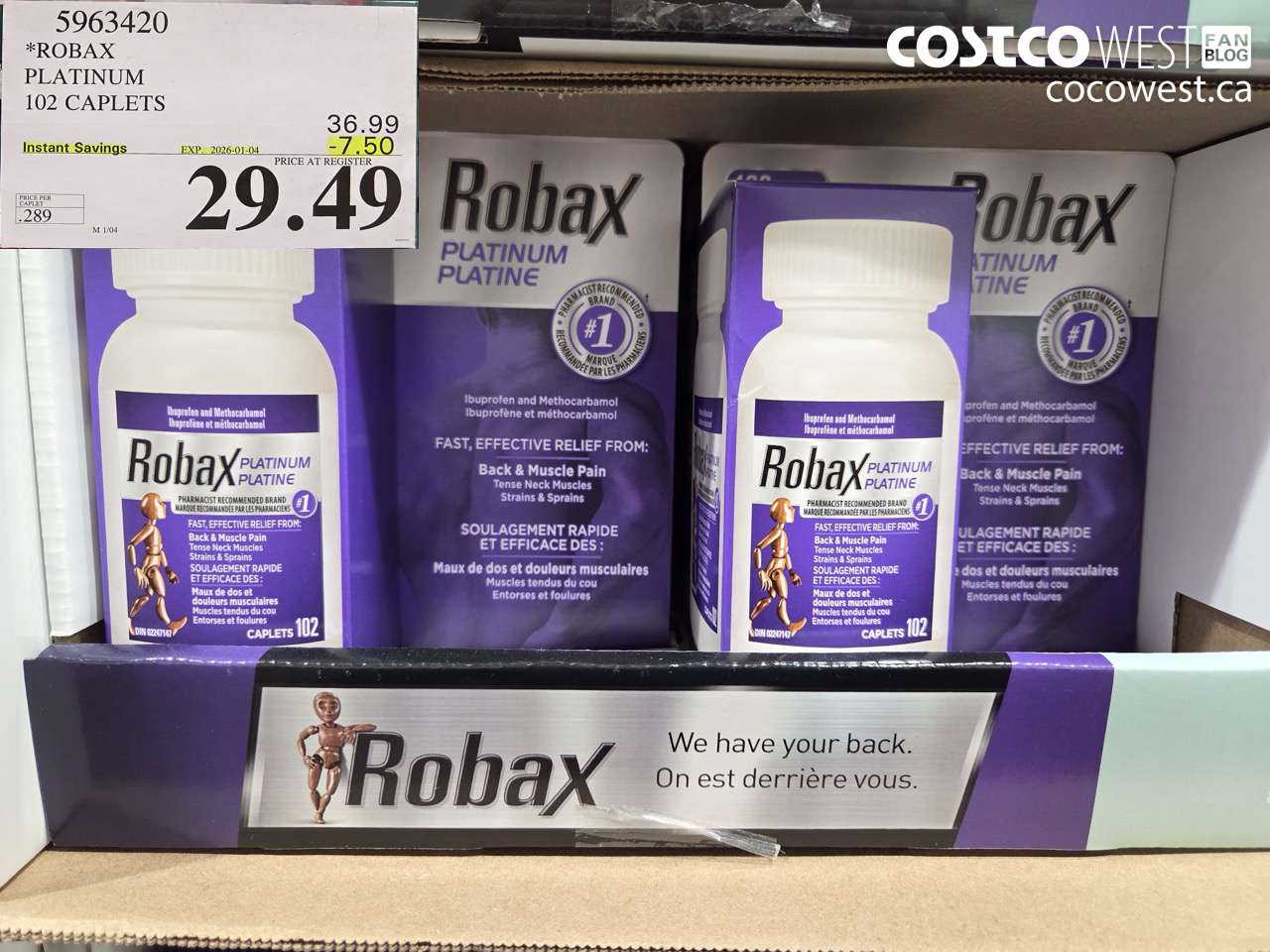 5963420 ROBAX PLATINUM 102 CAPLETS ($7.50 INSTANT SAVINGS EXPIRES ON 2026-01-04) $29.49